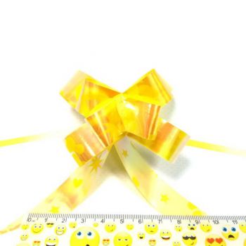 Бант подарочный жёлтый с сердечками 36*1,6см