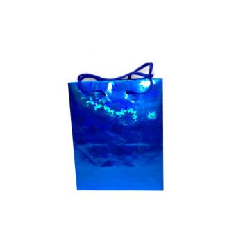 Пакет подарочный голограмма синий 11,5*14см