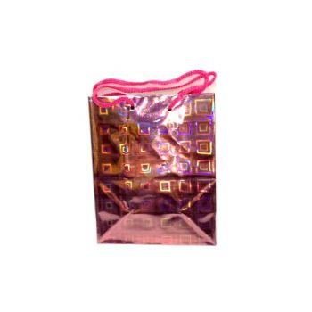 Пакет подарочный голограмма розовый 11,5*14см