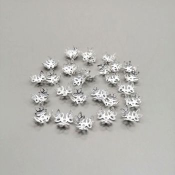 Шапочки для бусин 10мм ажурные - цвет серебро - 30шт