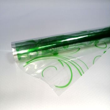 Плёнка упаковочная прозрачная «вьюнок» зелёная 40мкр 72см*7,5м