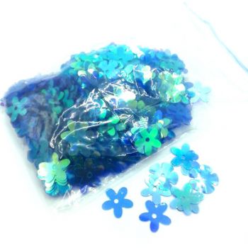 Пайетки «цветок» 10мм синие, 10г