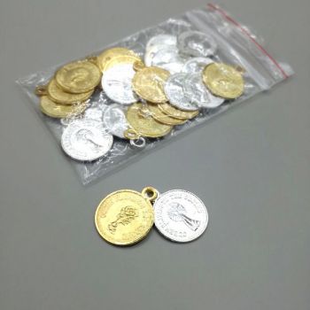 Монеты декоративные 13мм микс (серебро и золото) - 25шт