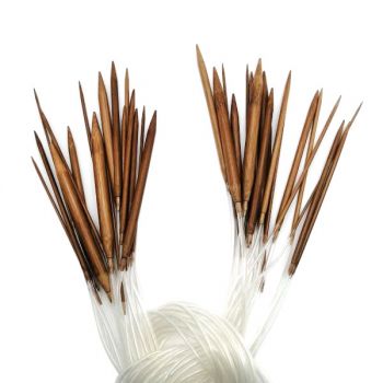 Спицы для вязания круговые бамбук 2,0-10мм 100см - 18шт