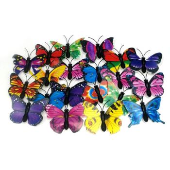 Бабочки декоративные ассорти пластиковые 4,5см - 20шт