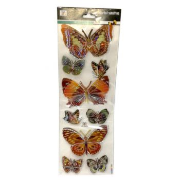 Бабочки декоративные самоклеящиеся 3D блестящие - 9шт