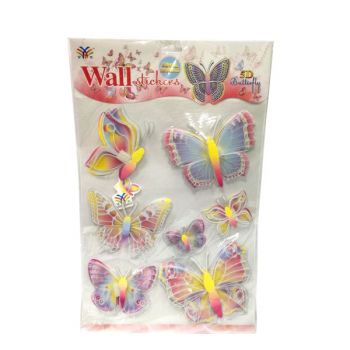 Бабочки декоративные самоклеящиеся 3D блестящие - 7шт
