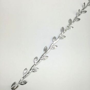 Тесьма декоративная 2см «ветка с листьями» серебряная - 5м