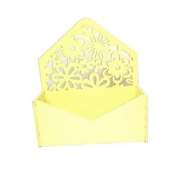Ящик подарочный (ящик для цветов) деревянный жёлтый с цветами 18*7*20,5см