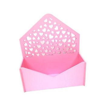 Ящик подарочный (ящик для цветов) деревянный розовый с сердцами 18*7*20,5см