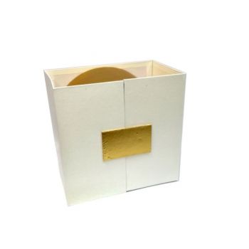 Коробка подарочная раскладная «цилиндр» белая с золотом 22*22*13,5см