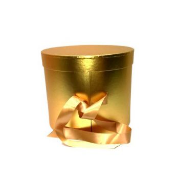 Коробка подарочная раздвижная «цилиндр» золотая 23*19см