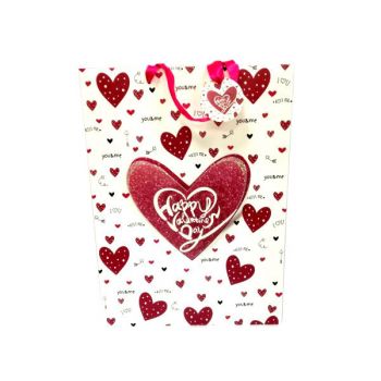Пакет подарочный «Happy Valentine Day» красно-розовые сердца 31*42см