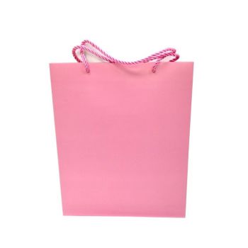 Пакет подарочный фактурный однотонный розовый 26*32см
