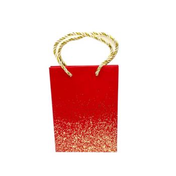 Пакет подарочный красный с золотыми брызгами 14*20см