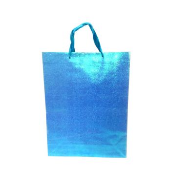 Пакет подарочный перламутр голубой 34*25см