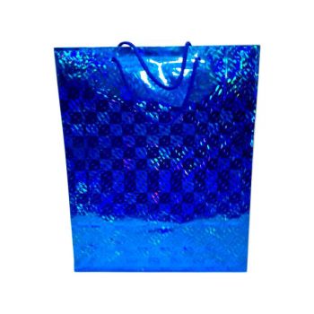 Пакет подарочный голограмма синий 29*38см