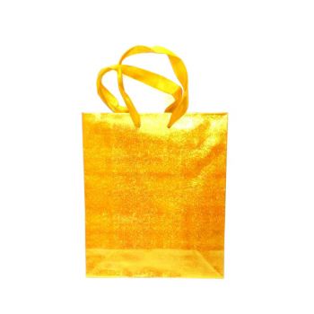 Пакет подарочный перламутр жёлтый 18*21см