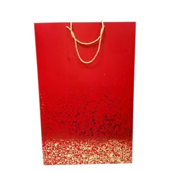 Пакет подарочный красный с золотыми брызгами 42*64см
