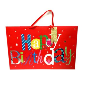 Пакет подарочный «Happy birthday» красный 64*42см