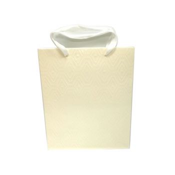 Пакет подарочный глянцевый текстурный белый молочный 26*32см