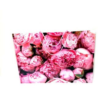 Пакет подарочный пионы розовые 45*32см