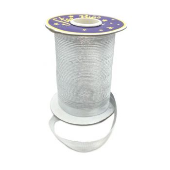 Косая бейка полиэстеровая серебряная 15мм - 1м