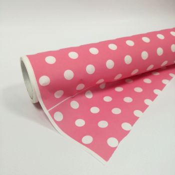 Бумага упаковочная крафтовая розовая в горошек 70см*10м