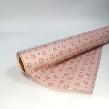 Плёнка упаковочная матовая розовая пастельная с цветочками 50мкр 60см*10м