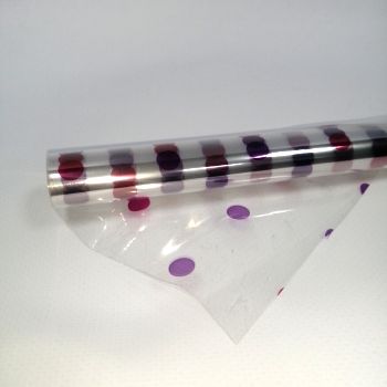 Плёнка упаковочная прозрачная «горошек» фиолетово-красная 40мкр 72см*7,5м