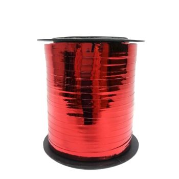 Лента упаковочная подарочная металлизированная красная 0,5см*228,6м
